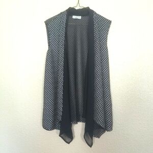 Dana Buchman Lightweight women's open vest Kim Extra large size black white dots